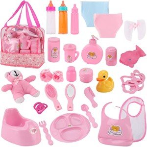 28 PCS Baby Doll Accessories Playset with Bottles