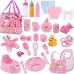 28 PCS Baby Doll Accessories Playset with Bottles