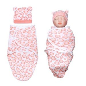 2-Piece Swaddle Blanket & Hat for Reborn Dolls