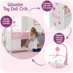 Wooden Doll Bed with Bedding and Storage, White