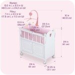 Wooden Doll Bed with Bedding and Storage, White