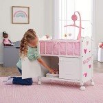 Wooden Doll Bed with Bedding and Storage, White