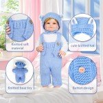 9PCS Knitted Clothes & Bassinet for Reborn Dolls