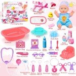 30-Piece Baby Doll Bath & Doctor Play Set
