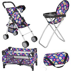 Flower-Themed 3-Piece Baby Doll Accessory Set