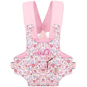Pink Flower Baby Doll Carrier with Adjustable Straps