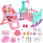 20-Piece Baby Doll Set with Crib and Accessories