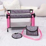 Bayer Doll High Chair and Crib Set - Pink Dots