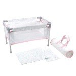 Pink Floral Travel Crib for Reborn Dolls