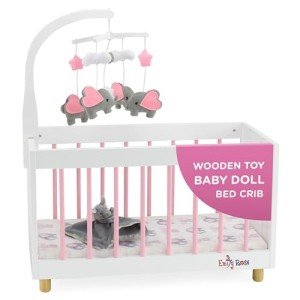 Emily Rose Wooden Baby Doll Crib with Mobile