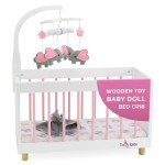Emily Rose Wooden Baby Doll Crib with Mobile