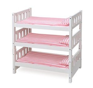 Convertible Doll Bunk Bed with Bedding – Pink Stripe