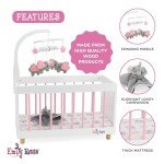 Emily Rose Wooden Baby Doll Crib with Mobile
