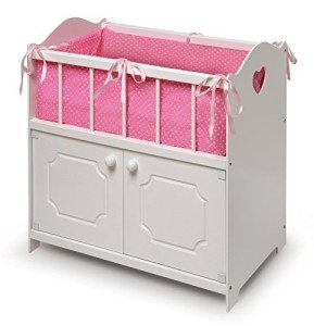 Customizable White Doll Bed with Bedding for 18-22-Inch Dolls