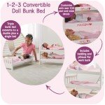Convertible Doll Bunk Bed with Bedding – Pink Stripe