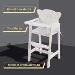 KidKraft Tiffany Bow Wooden Doll High Chair - White