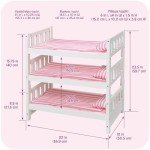 Convertible Doll Bunk Bed with Bedding – Pink Stripe