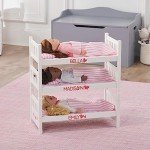 Convertible Doll Bunk Bed with Bedding – Pink Stripe