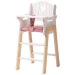 Pink Wooden High Chair for 18-Inch Dolls