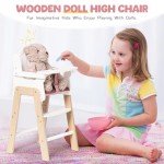 Pink Wooden High Chair for 18-Inch Dolls