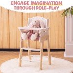 Pink Wooden High Chair for 18-Inch Dolls