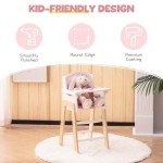 Pink Wooden High Chair for 18-Inch Dolls