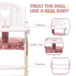 Pink Wooden High Chair for 18-Inch Dolls