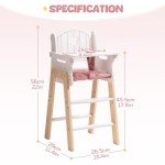 Pink Wooden High Chair for 18-Inch Dolls