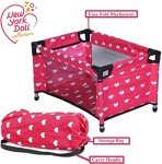 Cute Hearts Doll Fold n' Store Play Yard