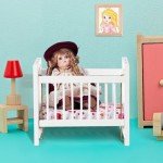 Mini Crib Doll Cradle for Dollhouse Fun