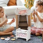 Mini Crib Doll Cradle for Dollhouse Fun