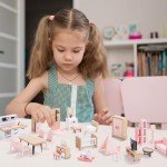 32-Piece Wooden Dollhouse Furniture Set for Kids
