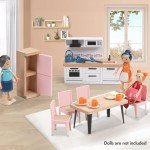 32-Piece Wooden Dollhouse Furniture Set for Kids
