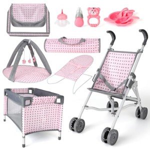 Baby Doll Stroller and Crib Play Set