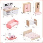 32-Piece Wooden Dollhouse Furniture Set for Kids