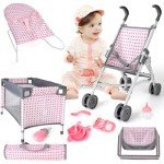 Baby Doll Stroller and Crib Play Set