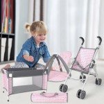 Baby Doll Stroller and Crib Play Set