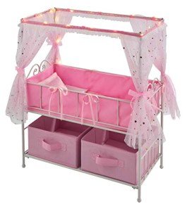 Starlights Doll Crib with Canopy and LED Lights