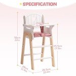 Wooden High Chair for 18-20 Inch Dolls