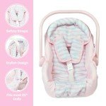 Pink Stripe Hearts Doll Car Seat Carrier