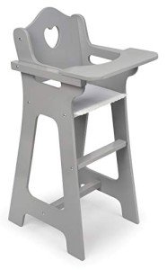 Gray Doll High Chair with Liftable Tray