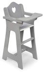 Gray Doll High Chair with Liftable Tray
