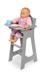 Gray Doll High Chair with Liftable Tray