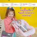 Pink Stripe Hearts Doll Car Seat Carrier