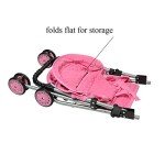 Pink Quilted Foldable Doll Stroller with Basket