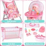 Baby Doll Stroller and Crib Play Set
