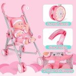 Baby Doll Stroller and Crib Play Set