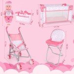 Baby Doll Stroller and Crib Play Set