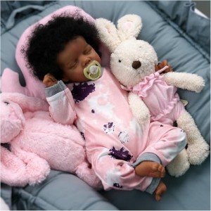 Lifelike African American Reborn Baby Doll 17-Inch