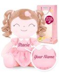 Custom Pink Plush Doll with Name - Curly Design